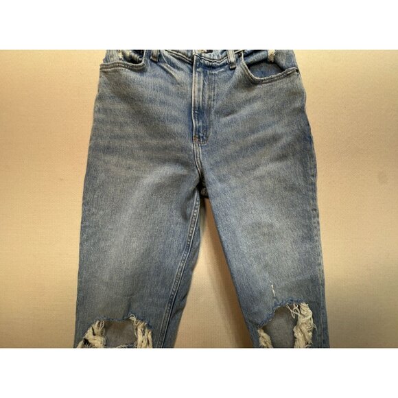 Abercrombie & Fitch 90s Straight Jeans Womens 26/2 Blue Denim Hi-Rise Distressed - Picture 4 of 12